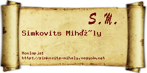 Simkovits Mihály névjegykártya